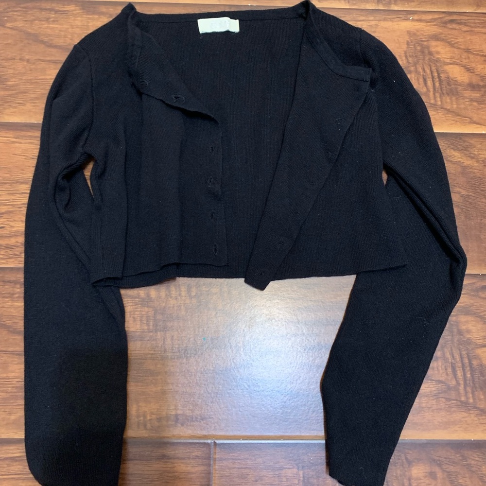 Y2K black mini buttoned cardigan